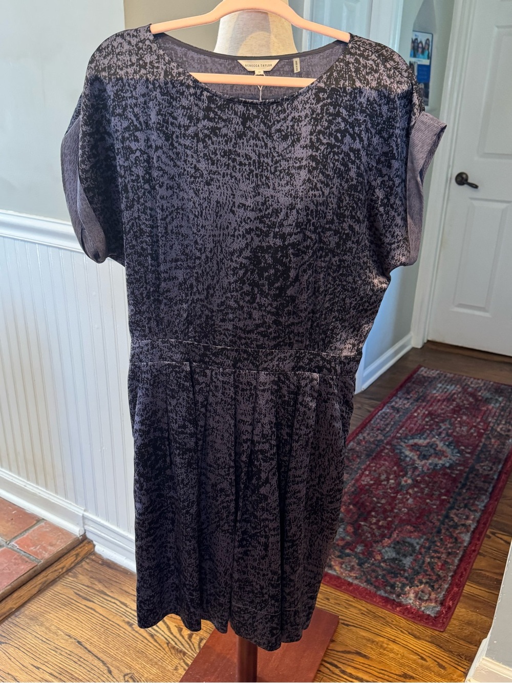 Rebecca Taylor Black and purple silk  Midi Dress. Never worn. NWOT